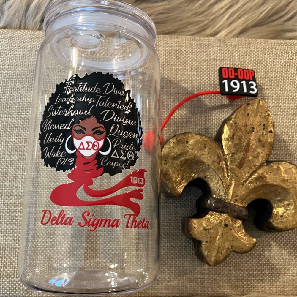 Delta Sigma Theta Clear and Red Tumbler